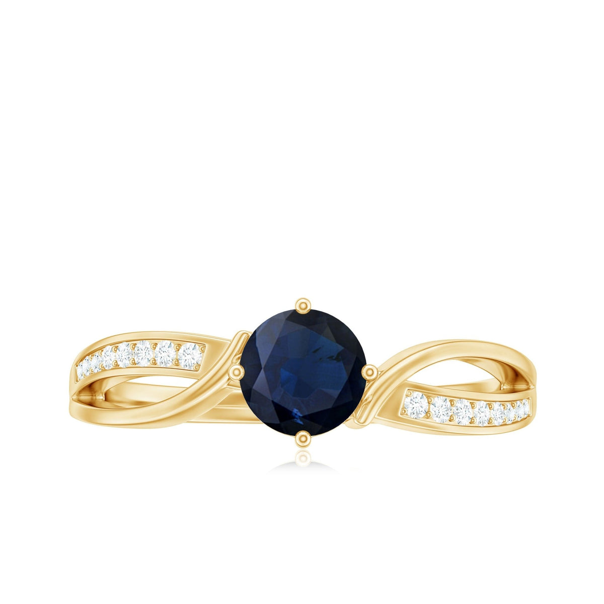 Blue Sapphire Engagement Ring, 0.95 Carat Diamond Infinity Band