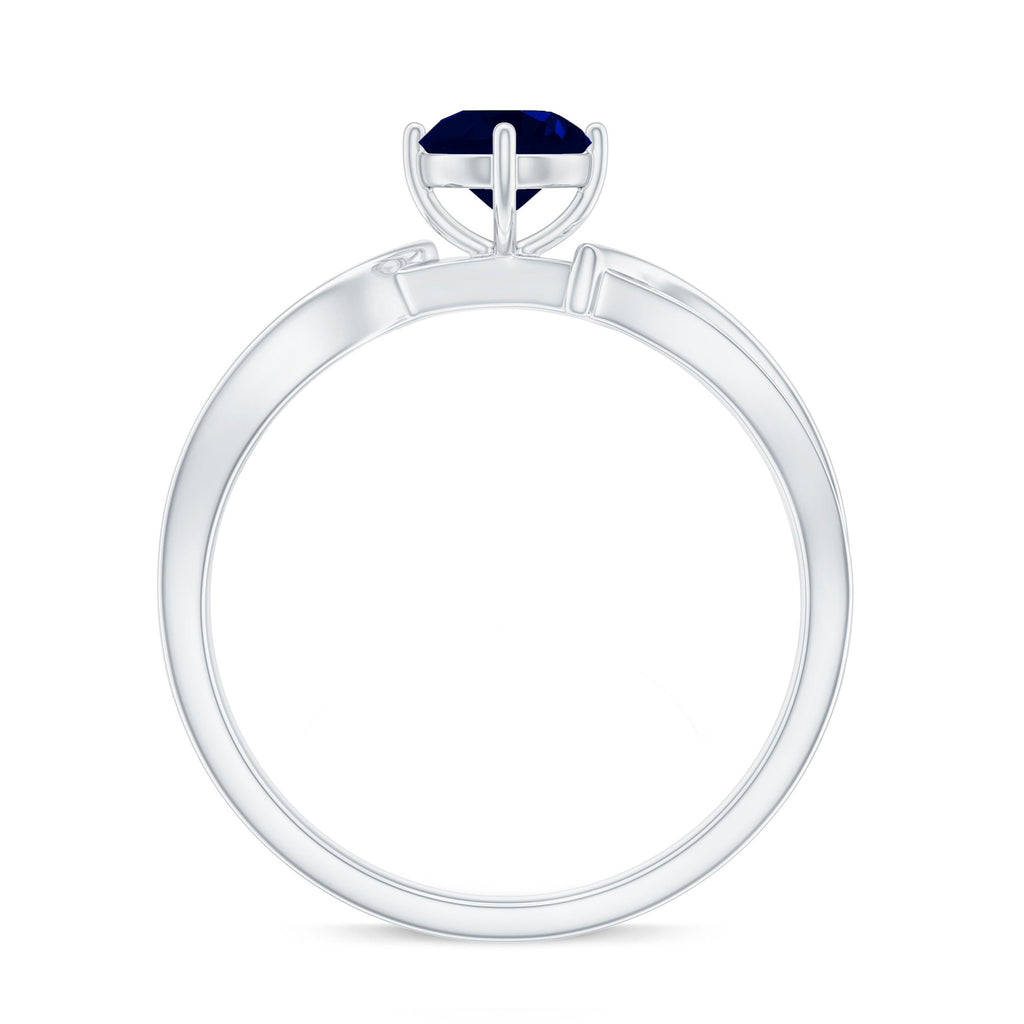 Blue Sapphire Engagement Ring, 0.95 Carat Diamond Infinity Band