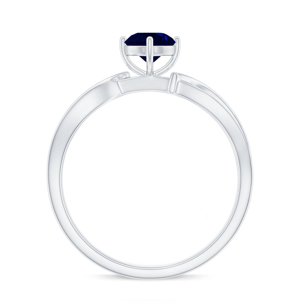 Blue Sapphire Engagement Ring, 0.95 Carat Diamond Infinity Band
