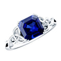 Blue Sapphire Engagement Ring, 4.8 Carat Asscher Cut Celtic Knot