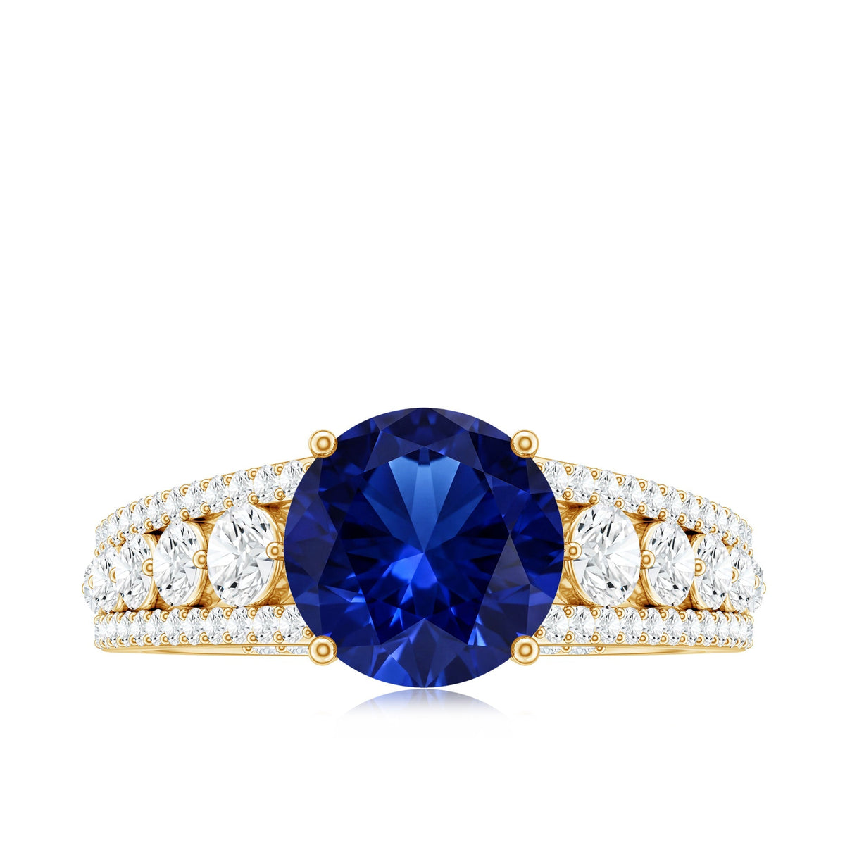 Blue Sapphire Engagement Ring, Created Moissanite Solitaire Ring