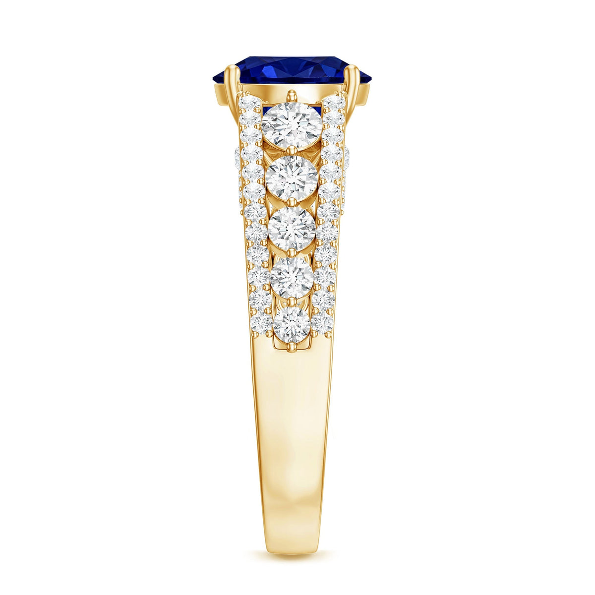 Blue Sapphire Engagement Ring, Created Moissanite Solitaire Ring