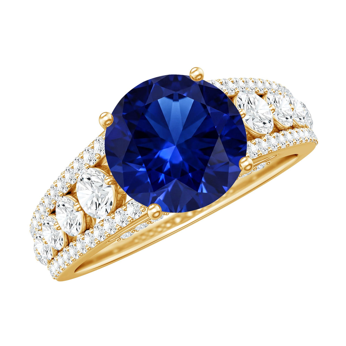 Blue Sapphire Engagement Ring, Created Moissanite Solitaire Ring
