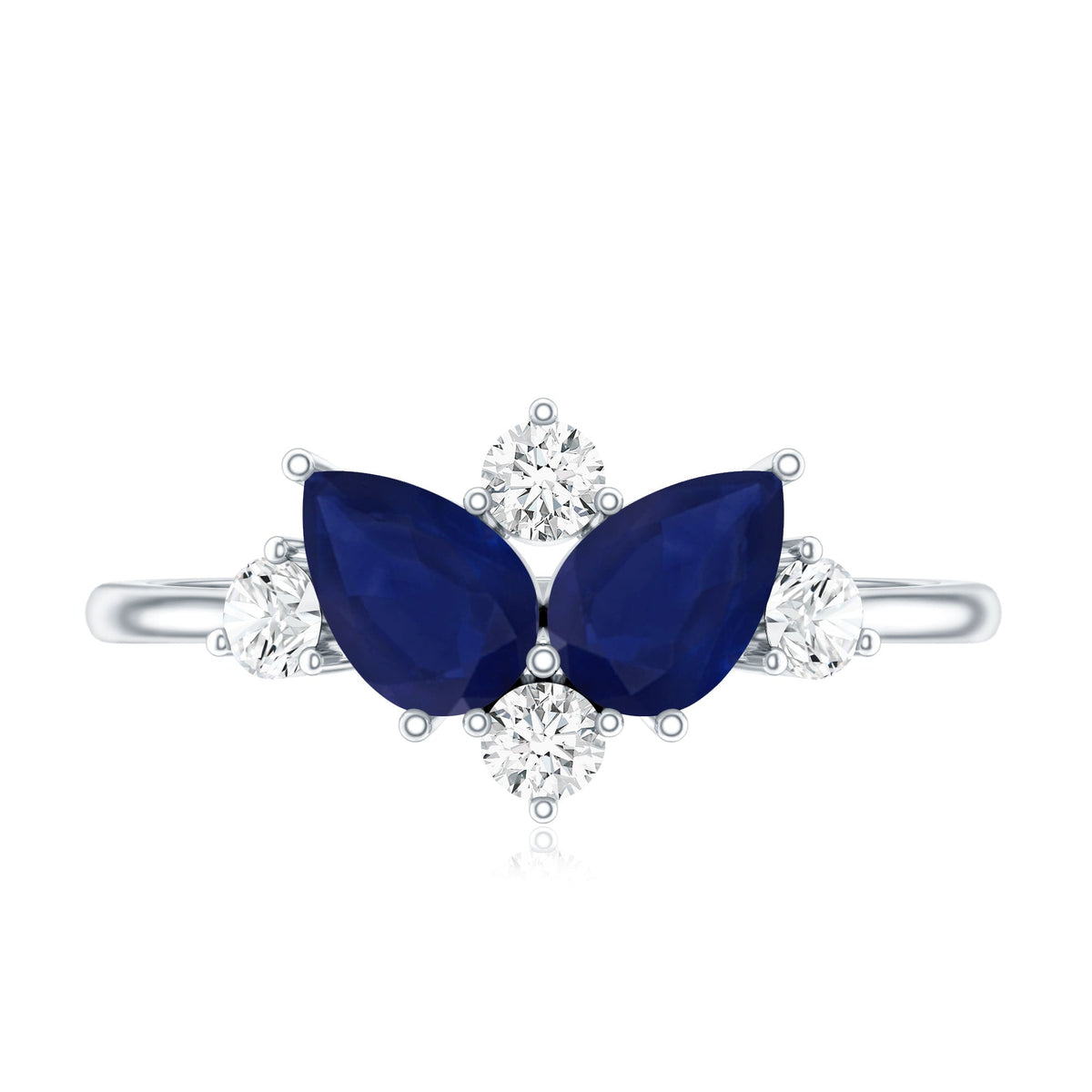 Blue Sapphire Engagement Ring, Diamond Cluster Ring Certificate