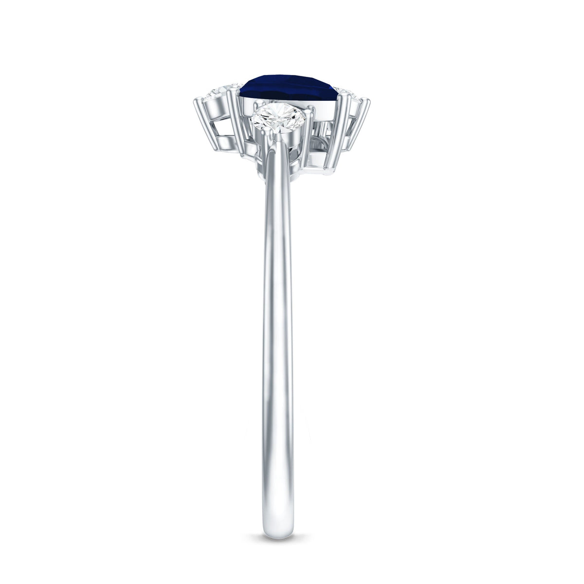 Blue Sapphire Engagement Ring, Diamond Cluster Ring Certificate