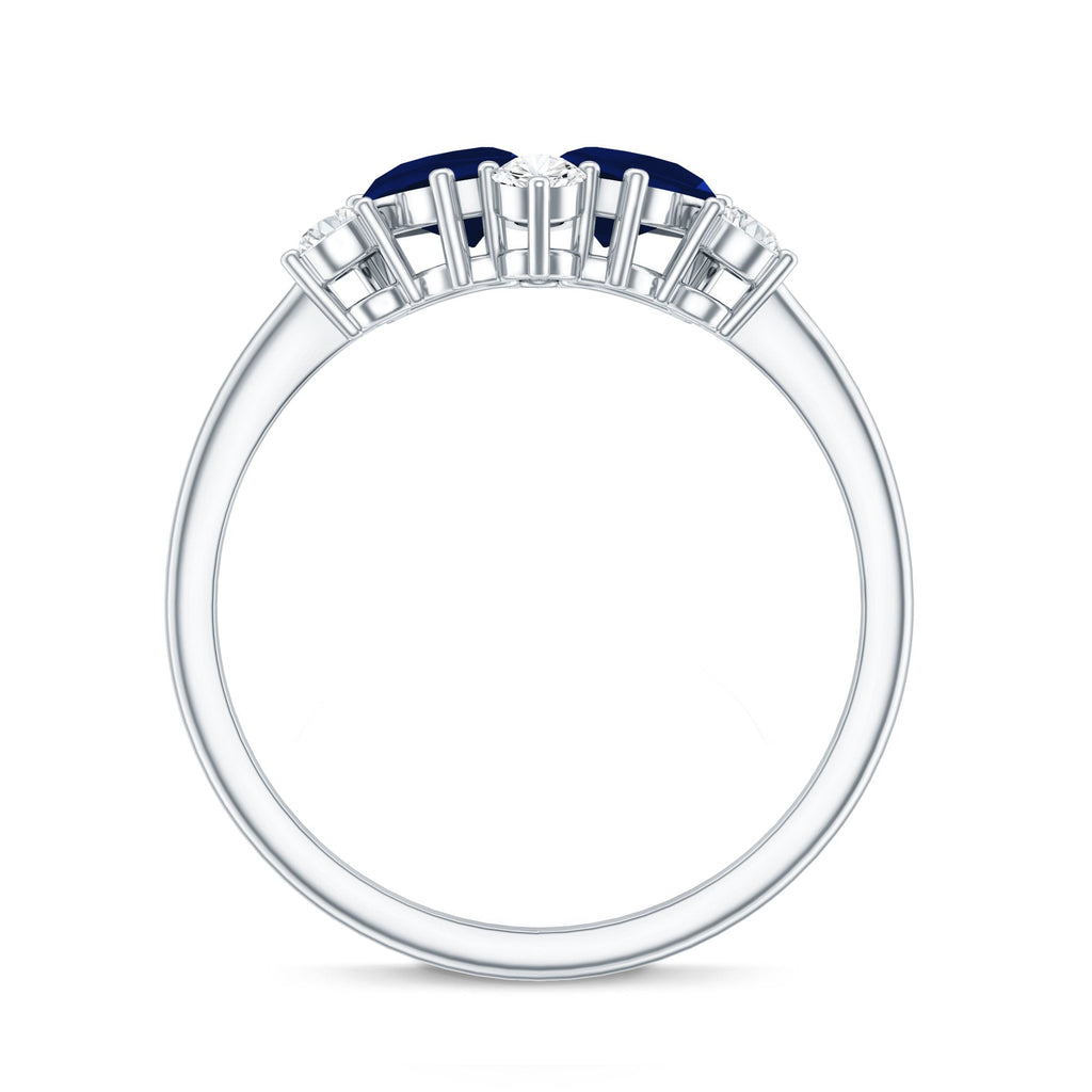 Blue Sapphire Engagement Ring, Diamond Cluster Ring Certificate