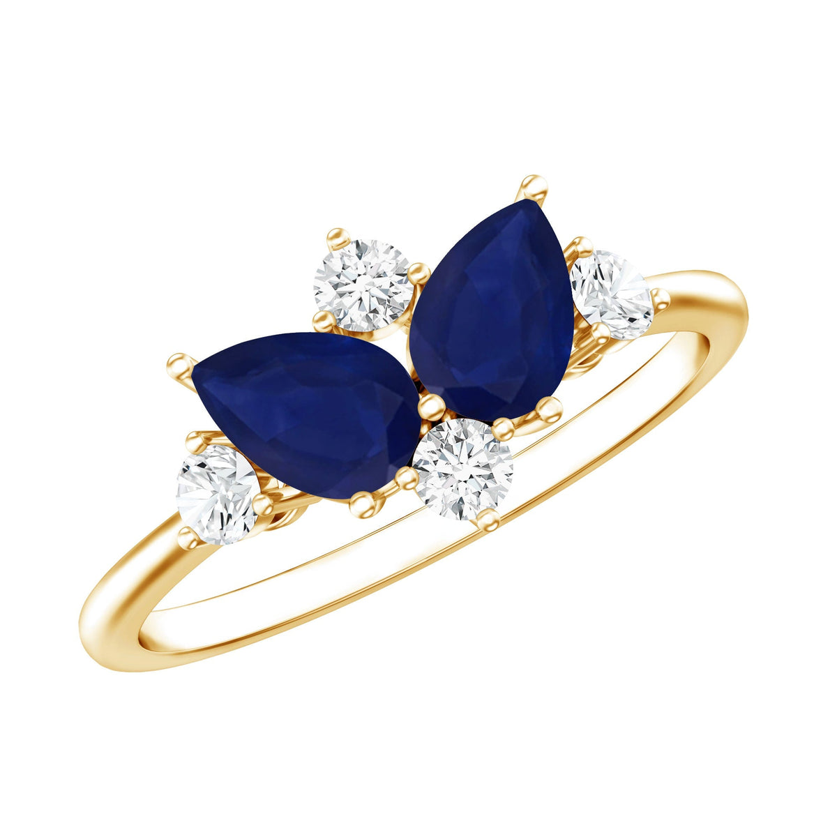 Blue Sapphire Engagement Ring, Diamond Cluster Ring Certificate