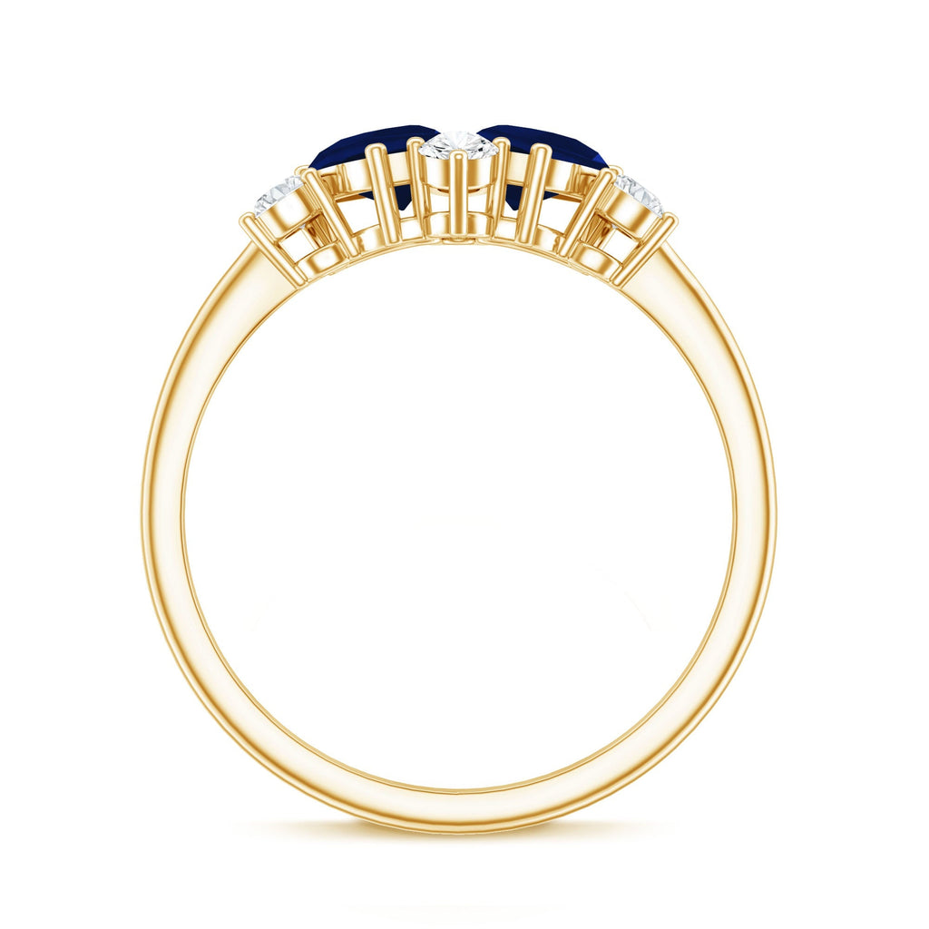 Blue Sapphire Engagement Ring, Diamond Cluster Ring Certificate