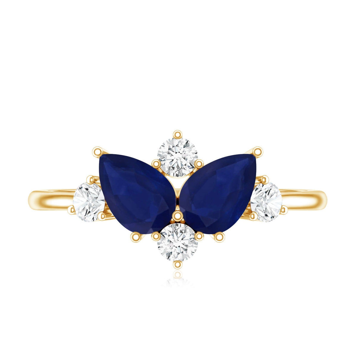 Blue Sapphire Engagement Ring, Diamond Cluster Ring Certificate