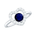 Blue Sapphire Engagement Ring Heart Diamond Ring 0.95 Ct AAA
