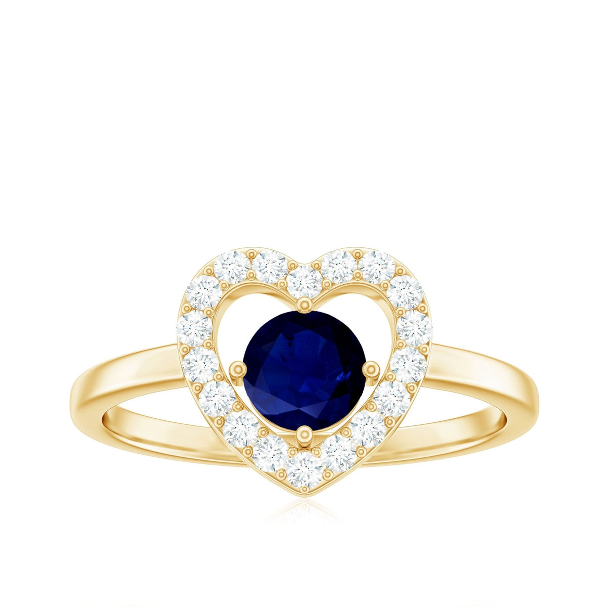 Blue Sapphire Engagement Ring Heart Diamond Ring 0.95 Ct AAA
