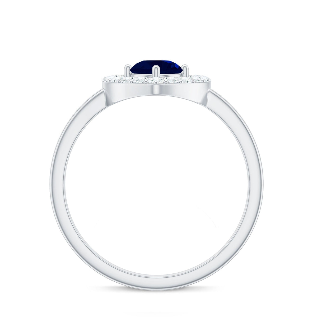 Blue Sapphire Engagement Ring Heart Diamond Ring 0.95 Ct AAA