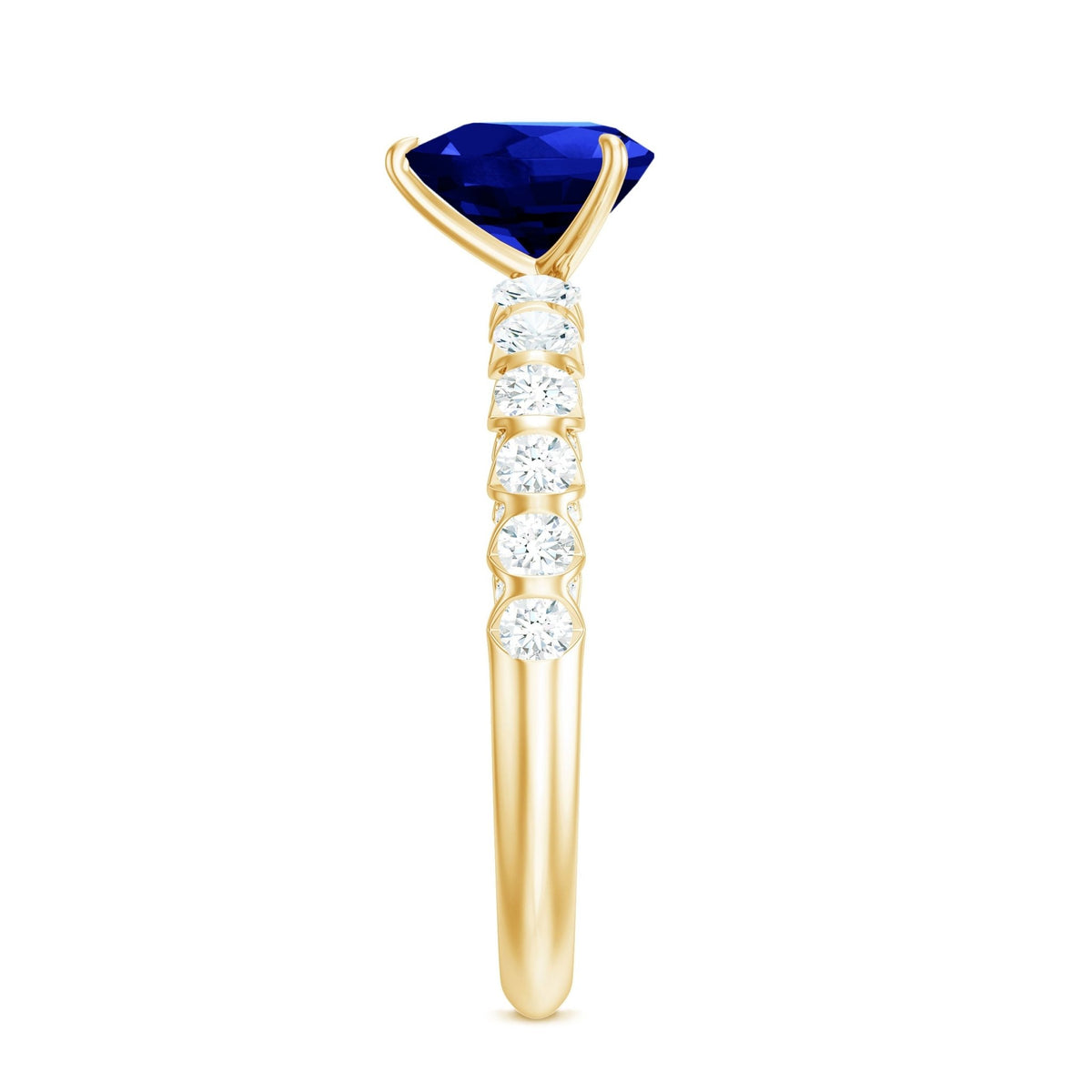 Blue Sapphire Engagement Ring, Heart Lab Created Sapphire Diamond