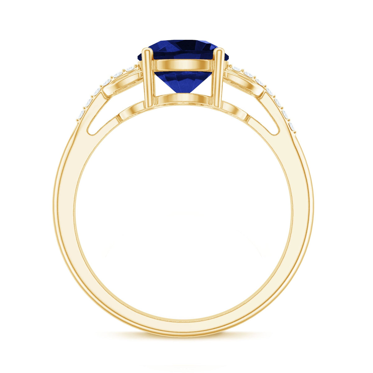 Blue Sapphire Engagement Ring, Lab Grown Diamond Bow Ring