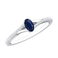 Blue Sapphire Engagement Ring Oval Split Shank Diamond Ring