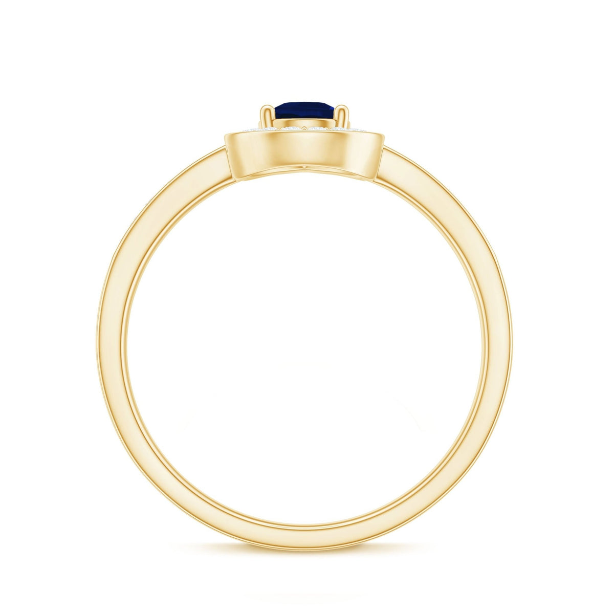 Blue Sapphire Engagement Ring, Pear Halo Diamond Ring, 0.53 Carat