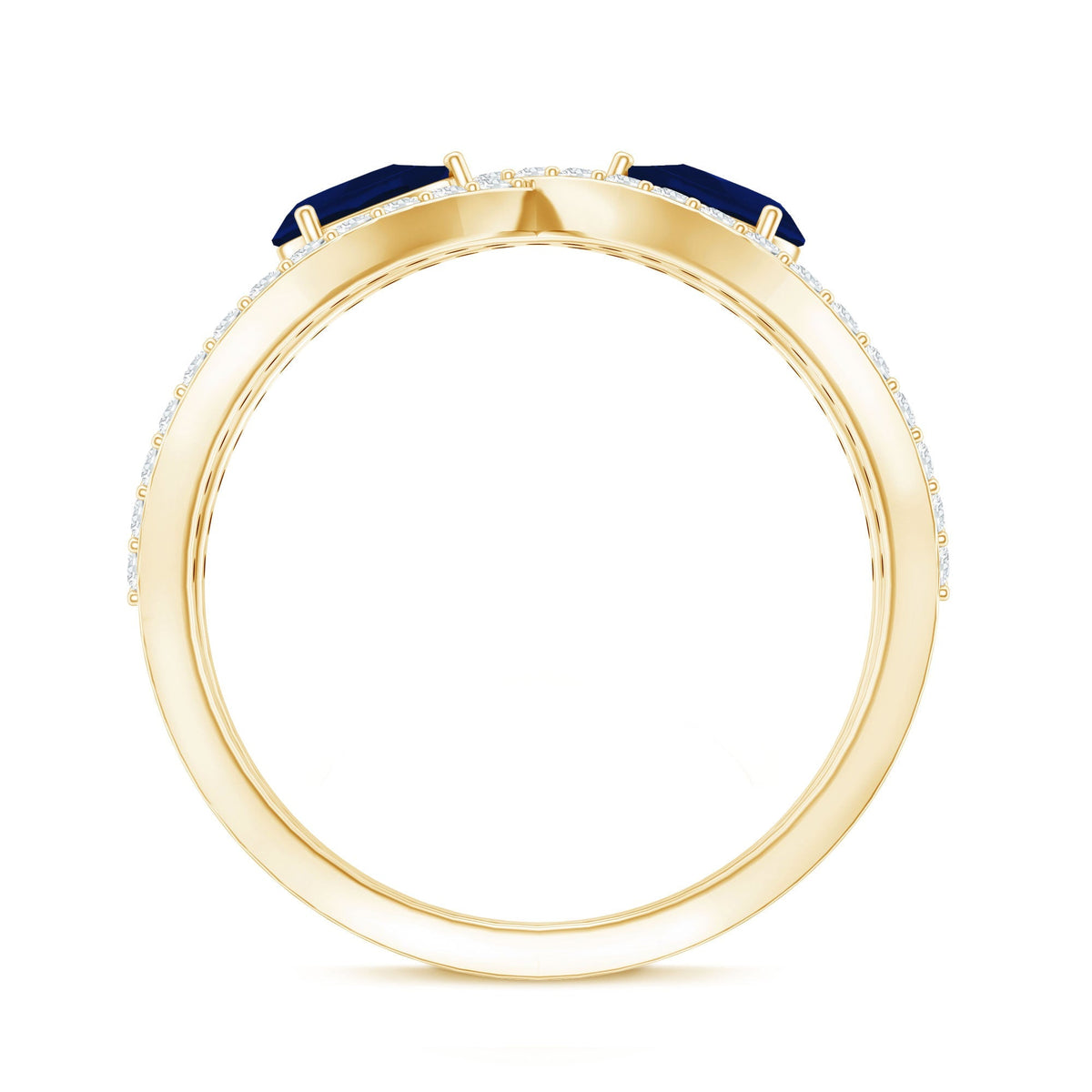 Blue Sapphire Engagement Ring, Pear Shape Toi Et Moi Diamond