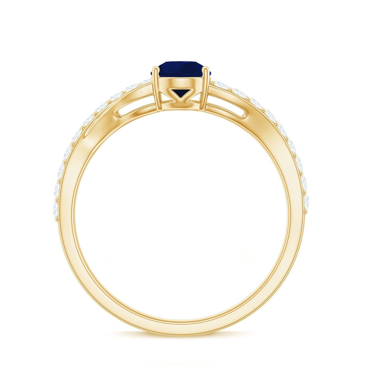 Blue Sapphire Engagement Ring, Pear Shaped Split Shank Diamonds