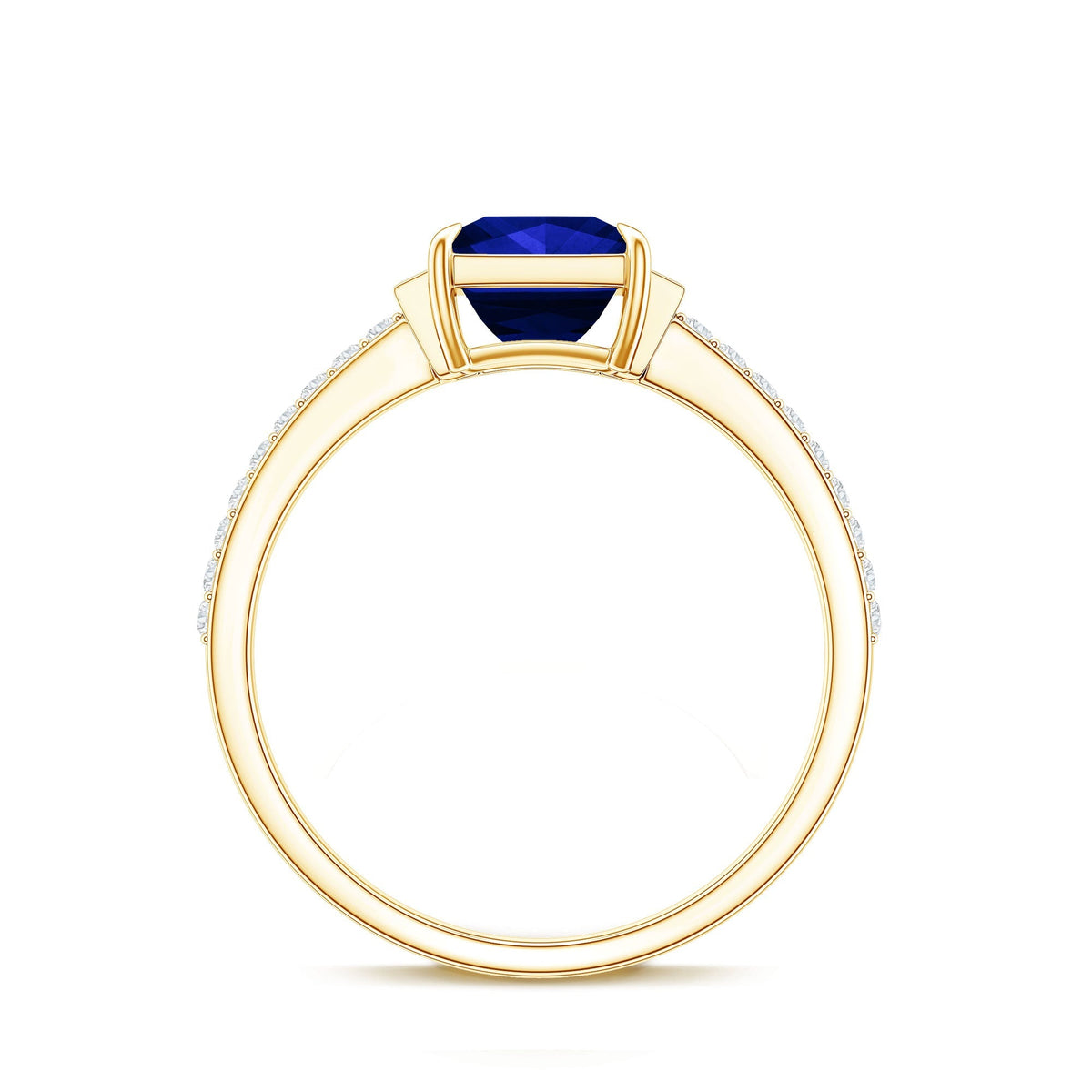 Blue Sapphire Engagement Ring, Princess Cut Moissanite Solitaire