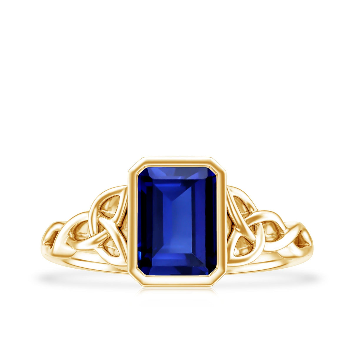 Blue Sapphire Engagement Ring, Solitaire Lab Created Celtic Ring