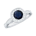 Blue Sapphire Engagement Ring, Vintage Antique Diamond Halo Ring