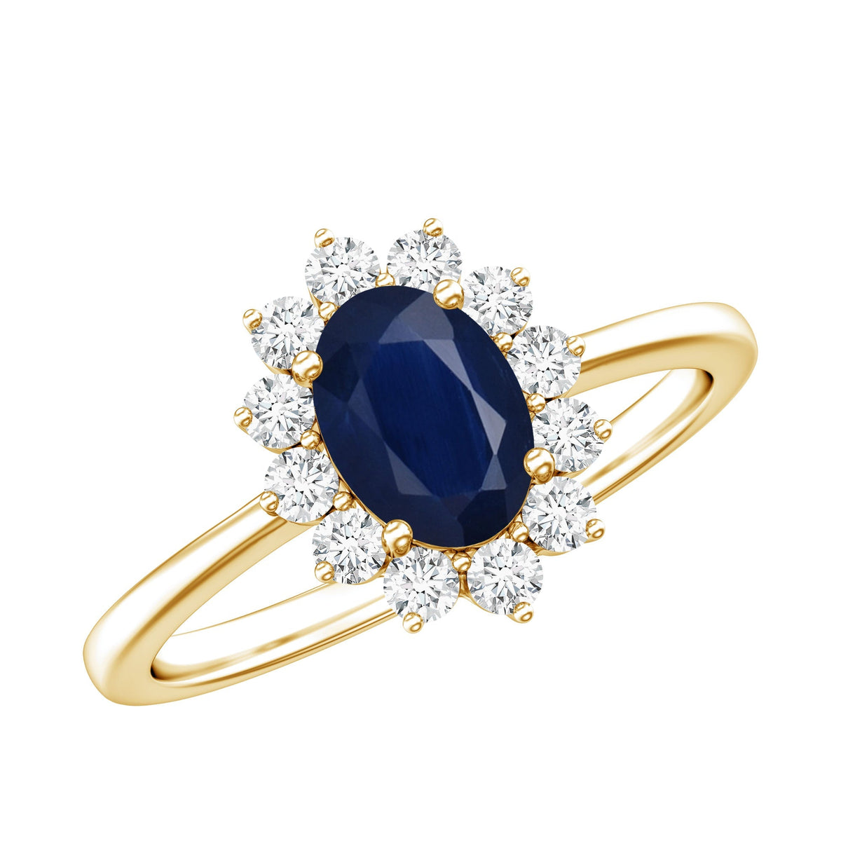 Blue Sapphire Engagement Ring With Diamonds, Diana Inspired