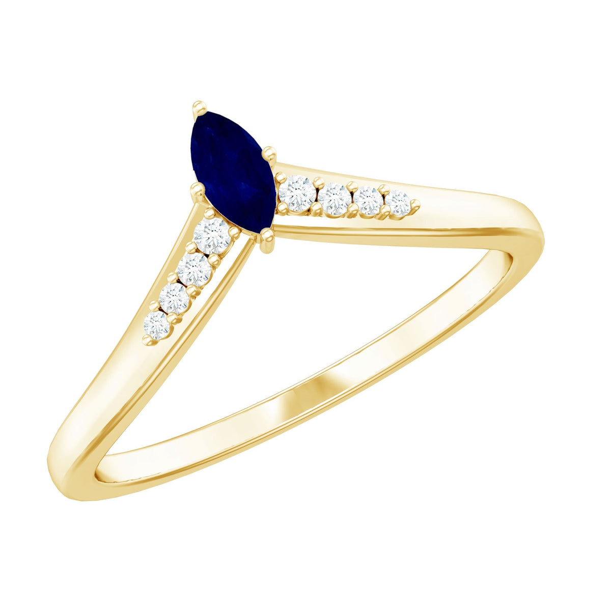 Blue Sapphire Enhancer Ring Marquise Diamond Chevron Band