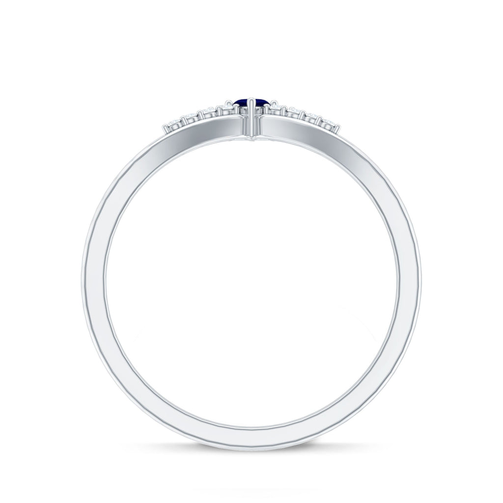 Blue Sapphire Enhancer Ring Marquise Diamond Chevron Band