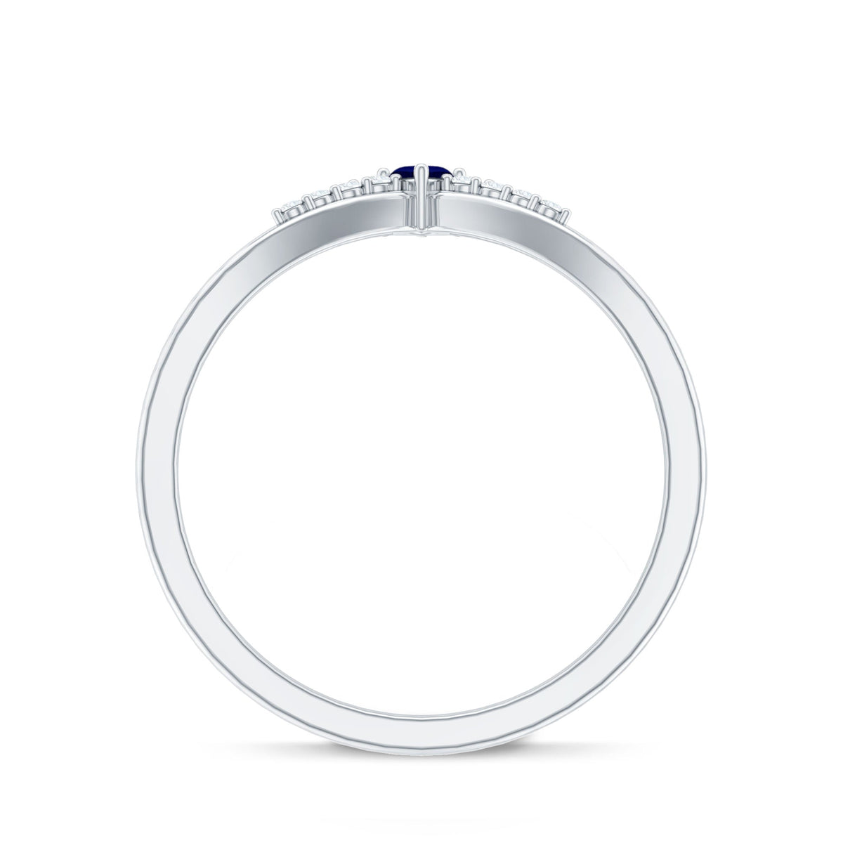 Blue Sapphire Enhancer Ring Marquise Diamond Chevron Band