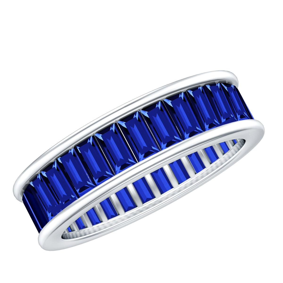 Blue Sapphire Eternity Band Baguette Channel Set Ring