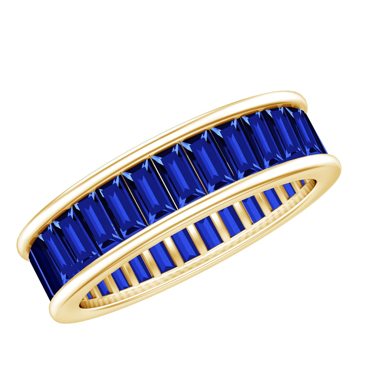 Blue Sapphire Eternity Band Baguette Channel Set Ring