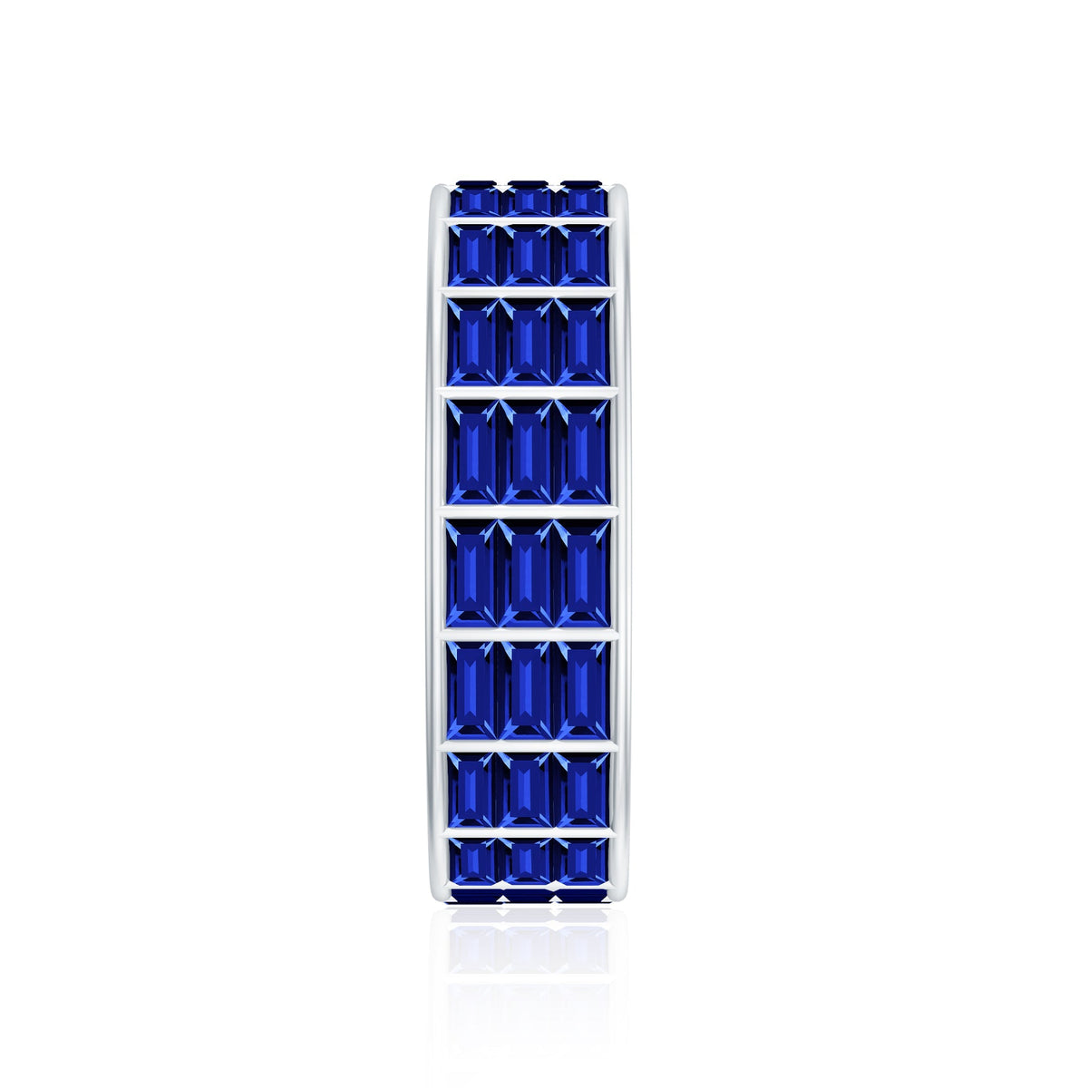 Blue Sapphire Eternity Band, Lab Created Baguette Channel Ring