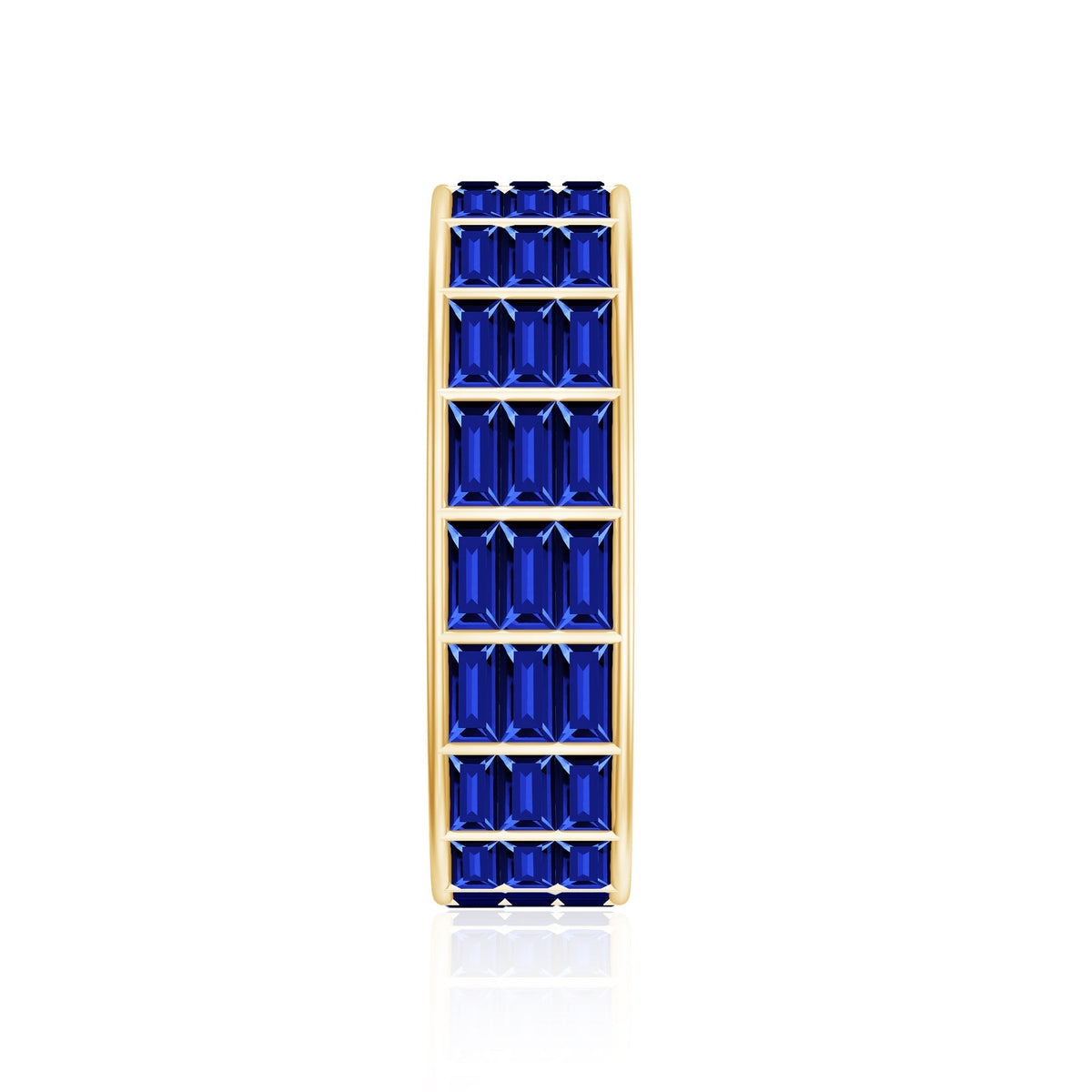 Blue Sapphire Eternity Band, Lab Created Baguette Channel Ring