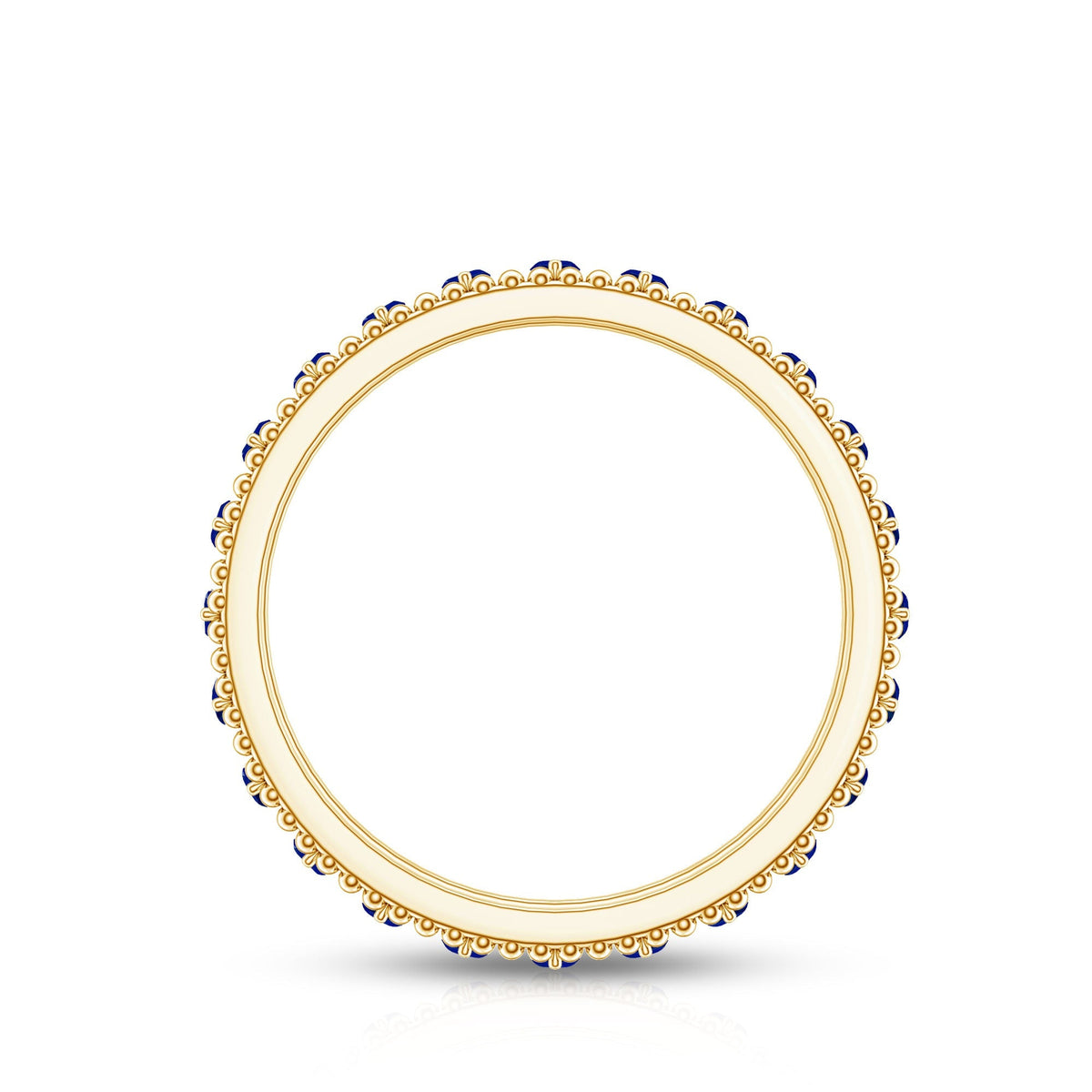 Blue Sapphire Eternity Band, Marquise Cut Beaded Anniversary Ring