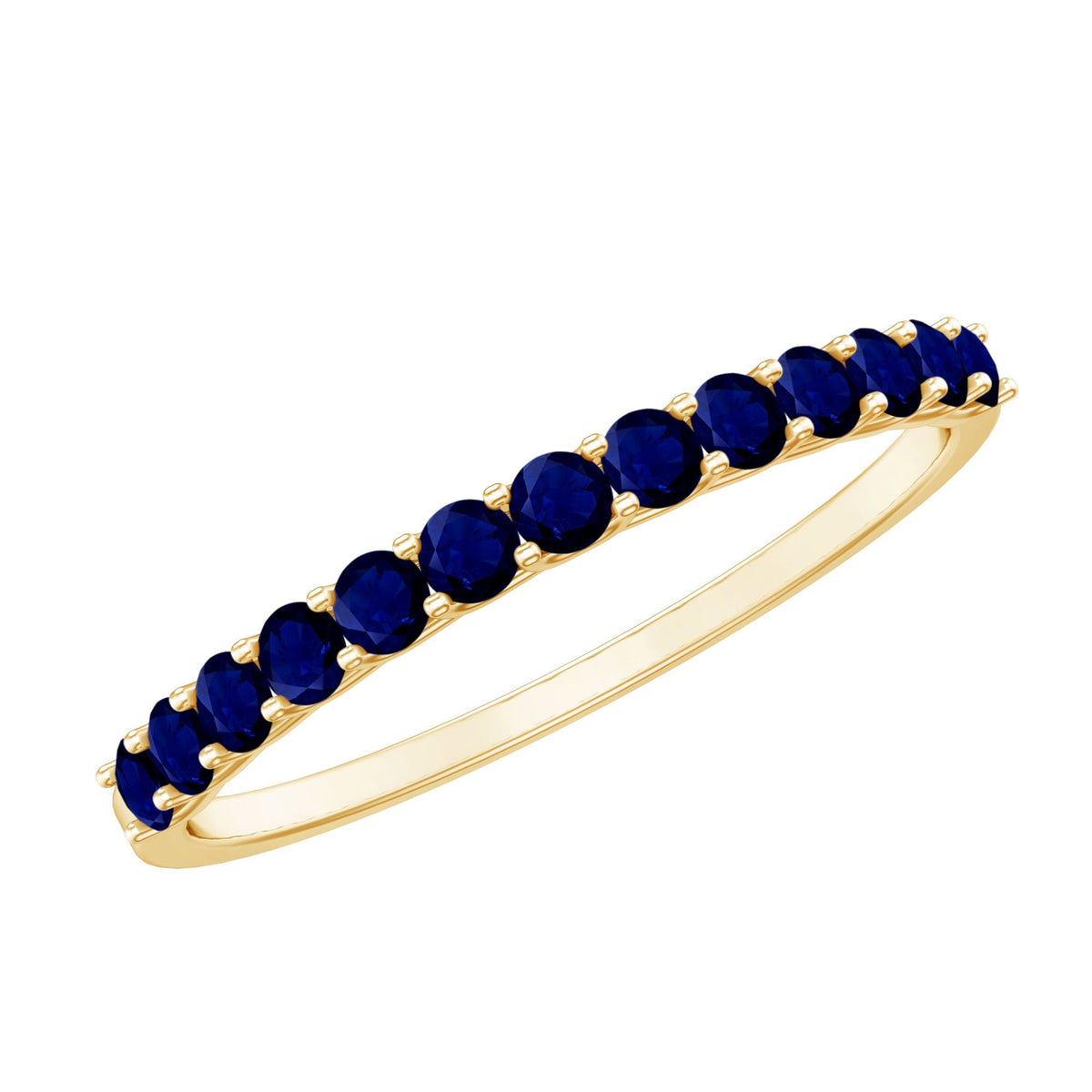 Blue Sapphire Eternity Ring, 2 Mm Shared Prong Band For Women
