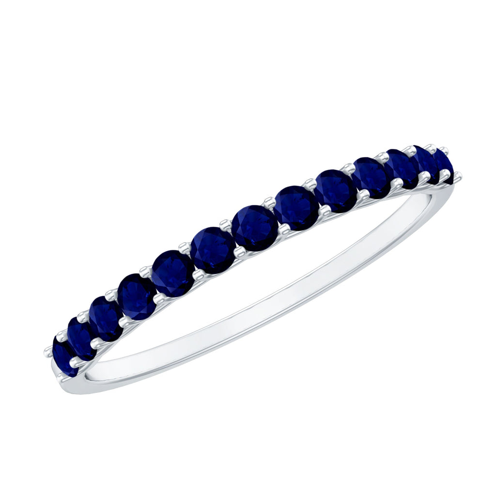 Blue Sapphire Eternity Ring, 2 Mm Shared Prong Band For Women