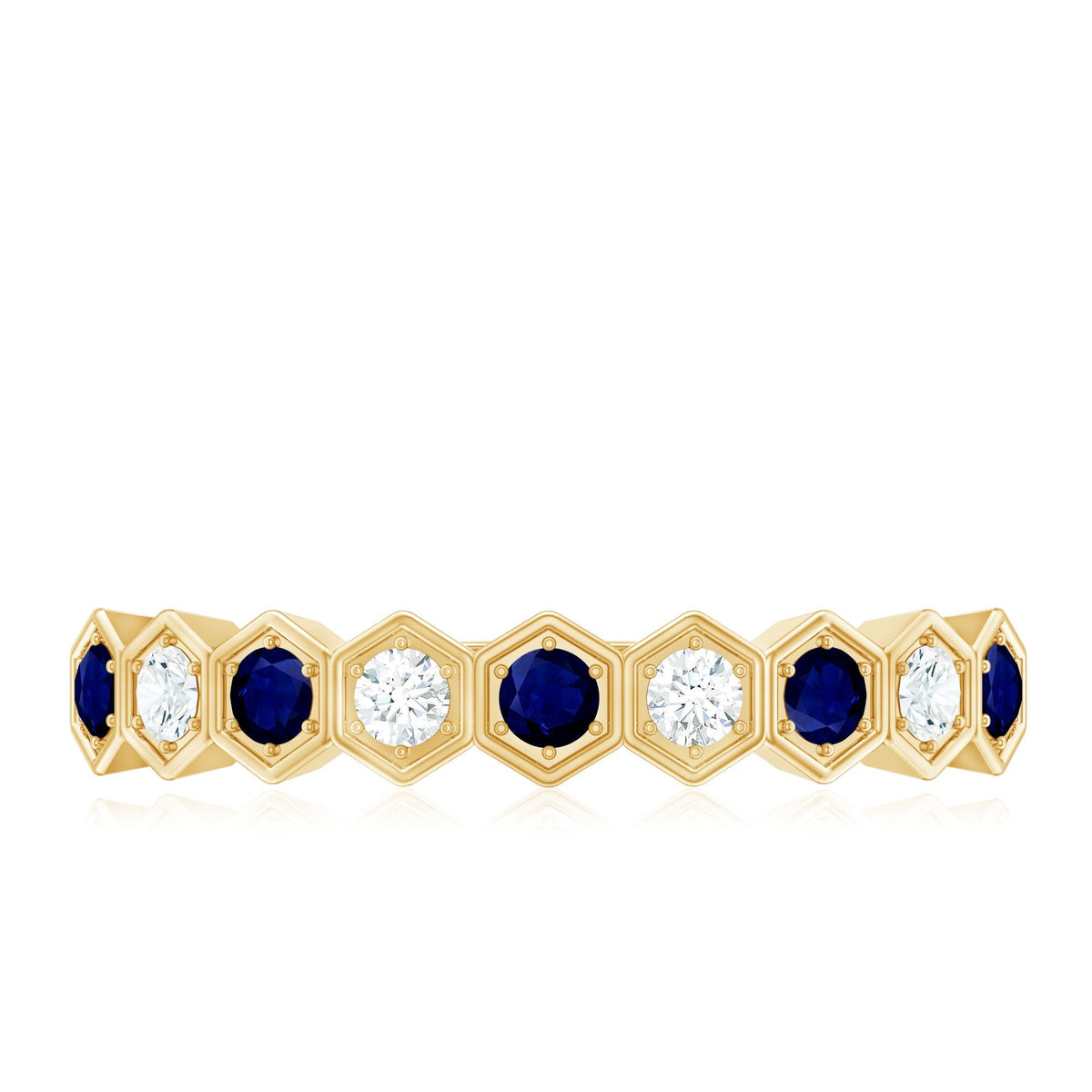 Blue Sapphire Eternity Ring Art Deco Half Eternity Diamond Band