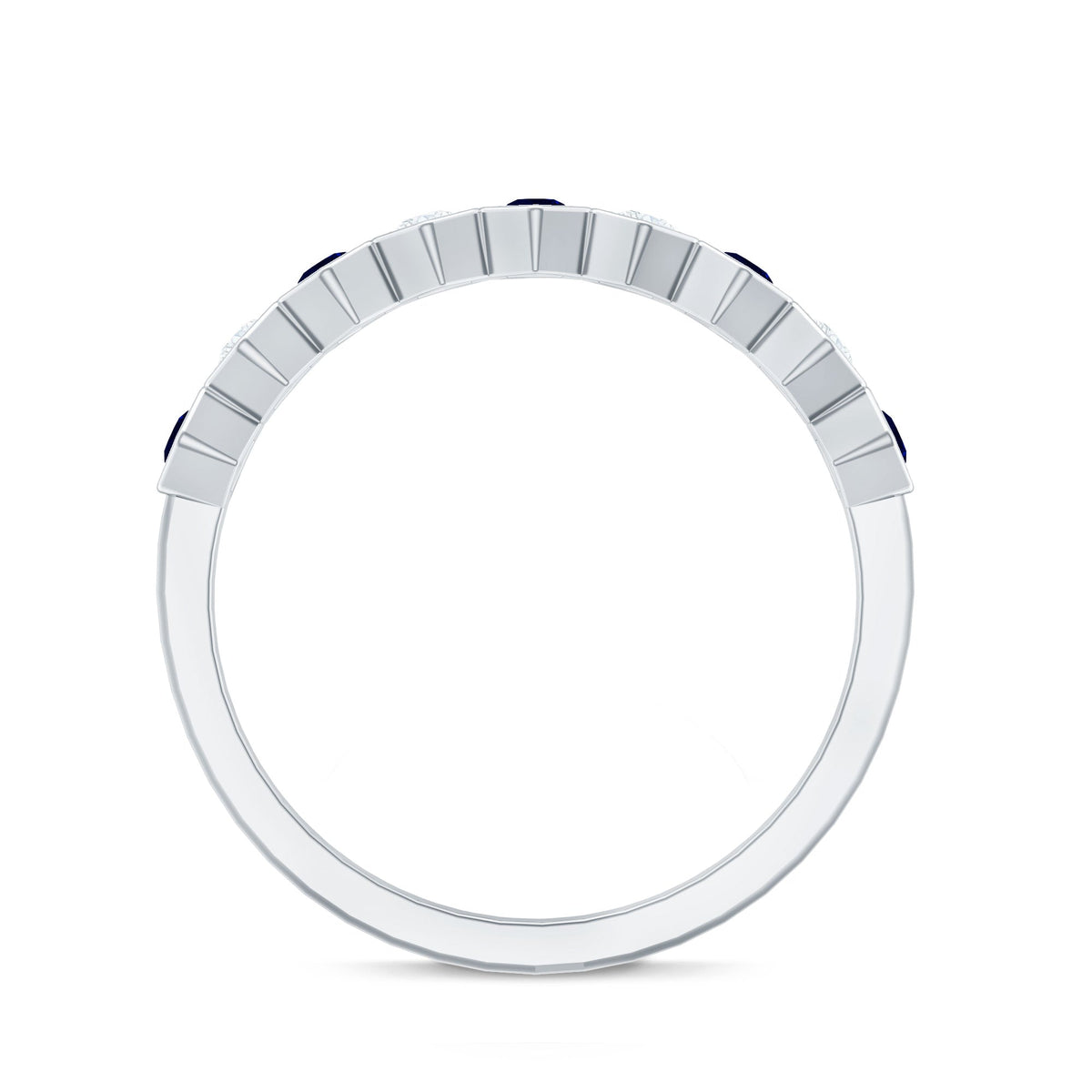 Blue Sapphire Eternity Ring Art Deco Half Eternity Diamond Band