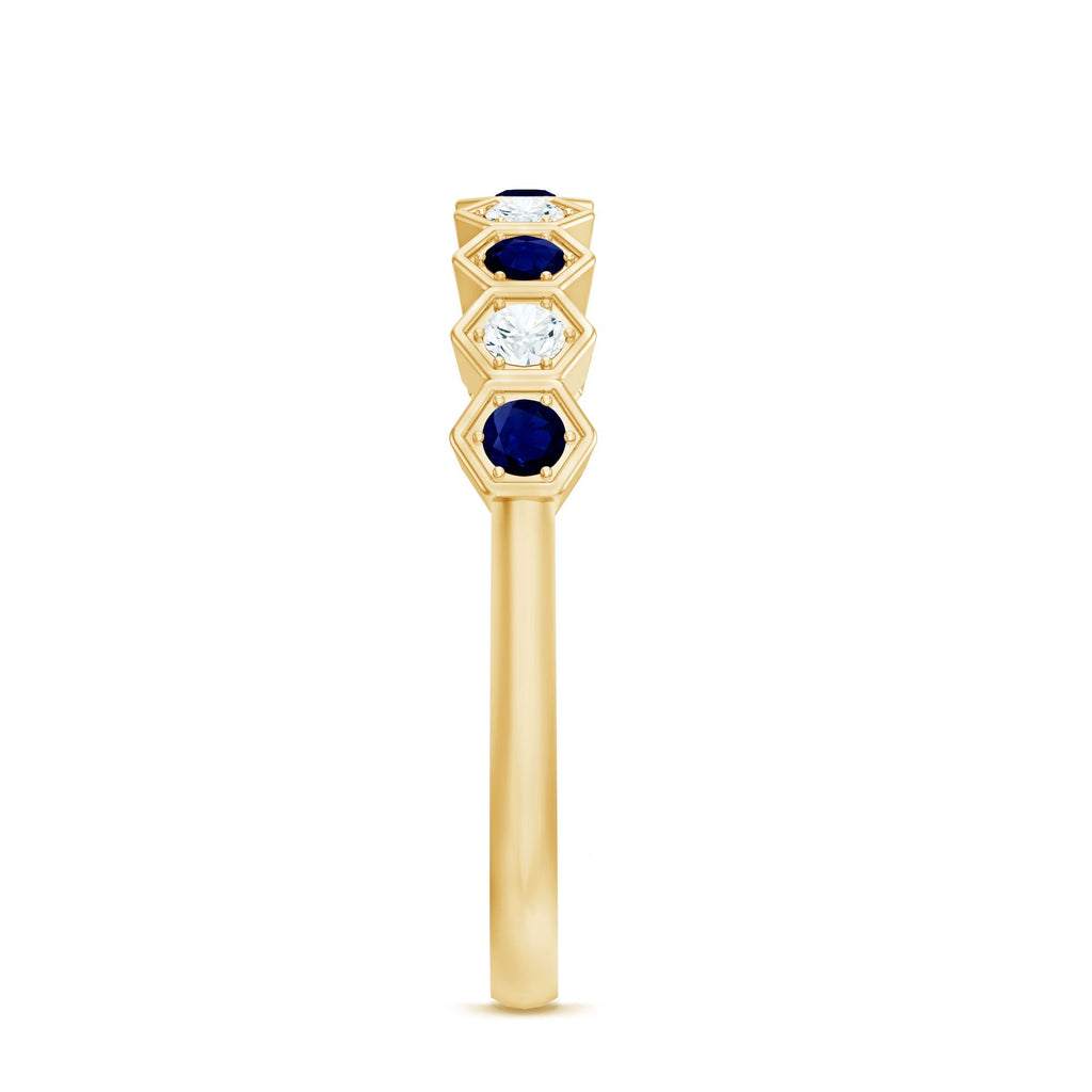 Blue Sapphire Eternity Ring Art Deco Half Eternity Diamond Band