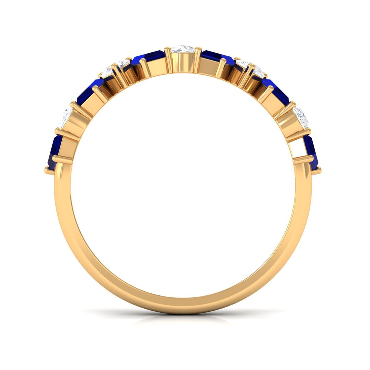 Blue Sapphire Eternity Ring, Baguette Eternity Band With Diamond