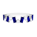 Blue Sapphire Eternity Ring, Baguette Eternity Band With Diamond