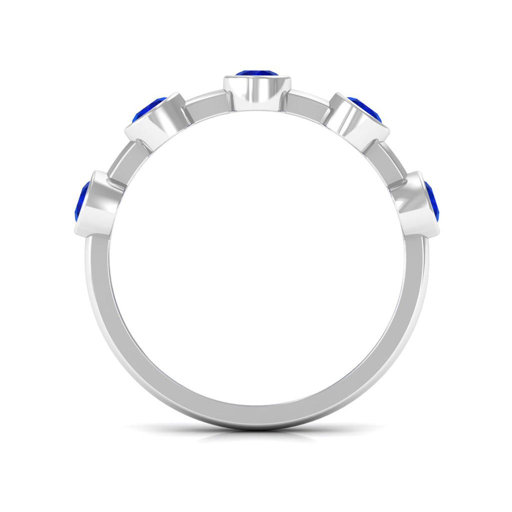 Blue Sapphire Eternity Ring, Bezel Set Half Eternity Ring For Her