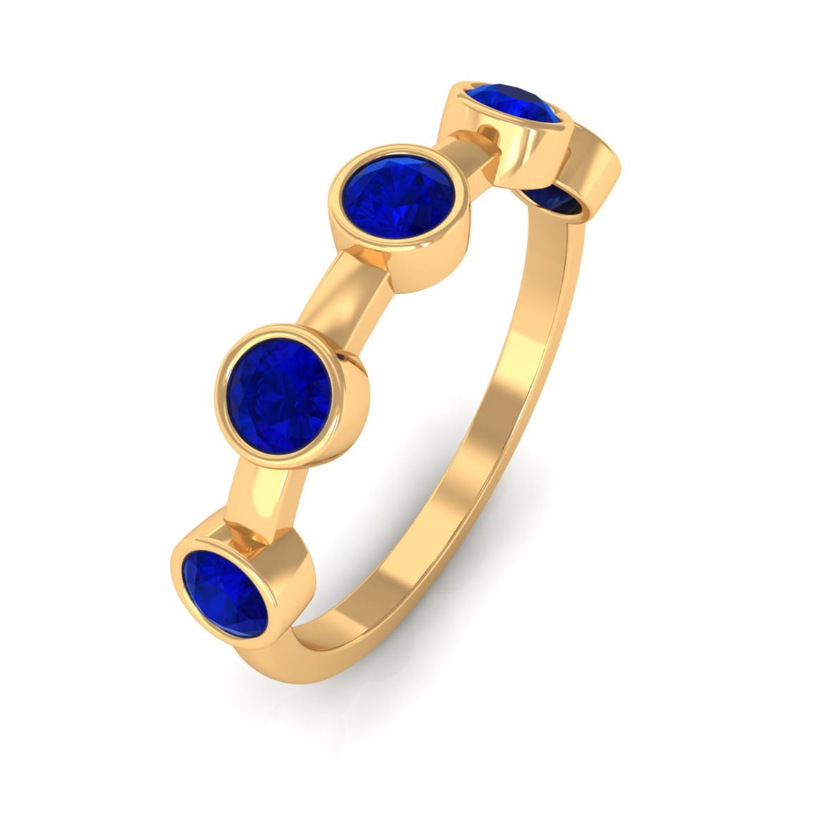 Blue Sapphire Eternity Ring, Bezel Set Half Eternity Ring For Her