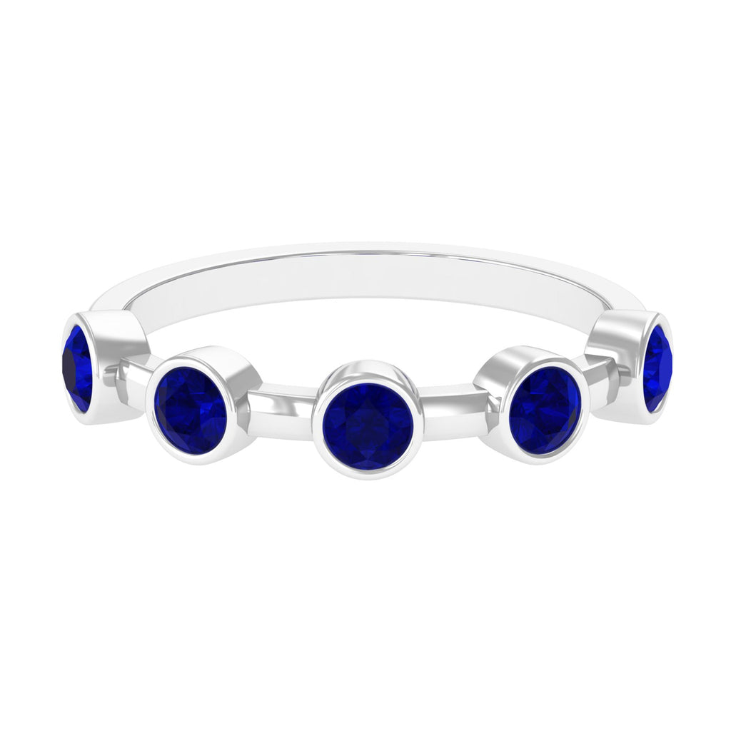Blue Sapphire Eternity Ring, Bezel Set Half Eternity Ring For Her