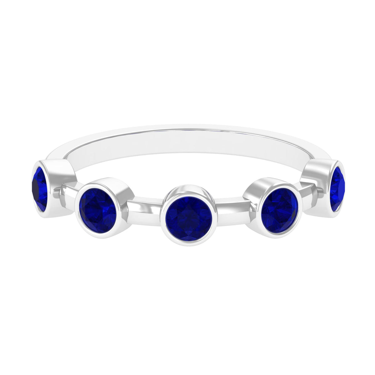 Blue Sapphire Eternity Ring, Bezel Set Half Eternity Ring For Her