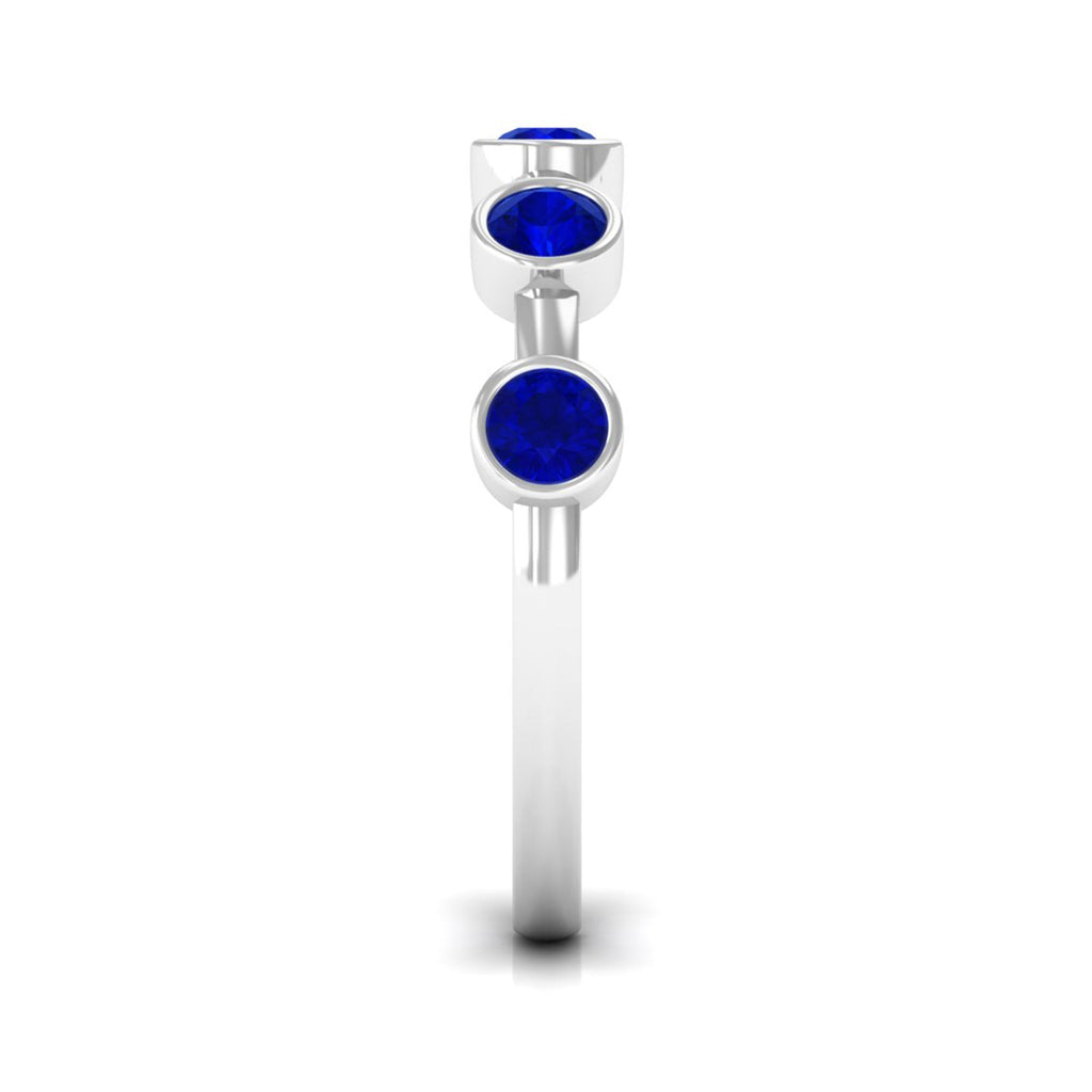 Blue Sapphire Eternity Ring, Bezel Set Half Eternity Ring For Her