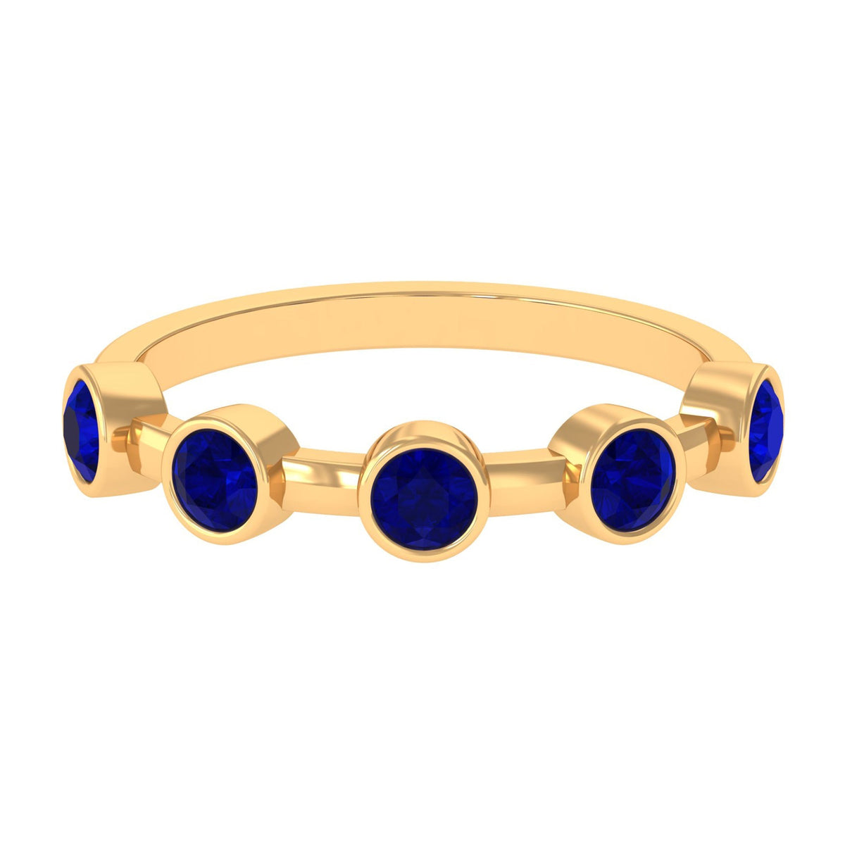 Blue Sapphire Eternity Ring, Bezel Set Half Eternity Ring For Her