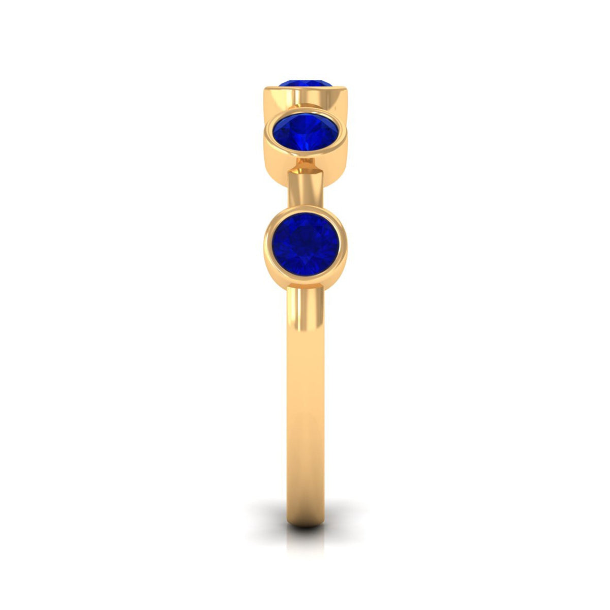 Blue Sapphire Eternity Ring, Bezel Set Half Eternity Ring For Her