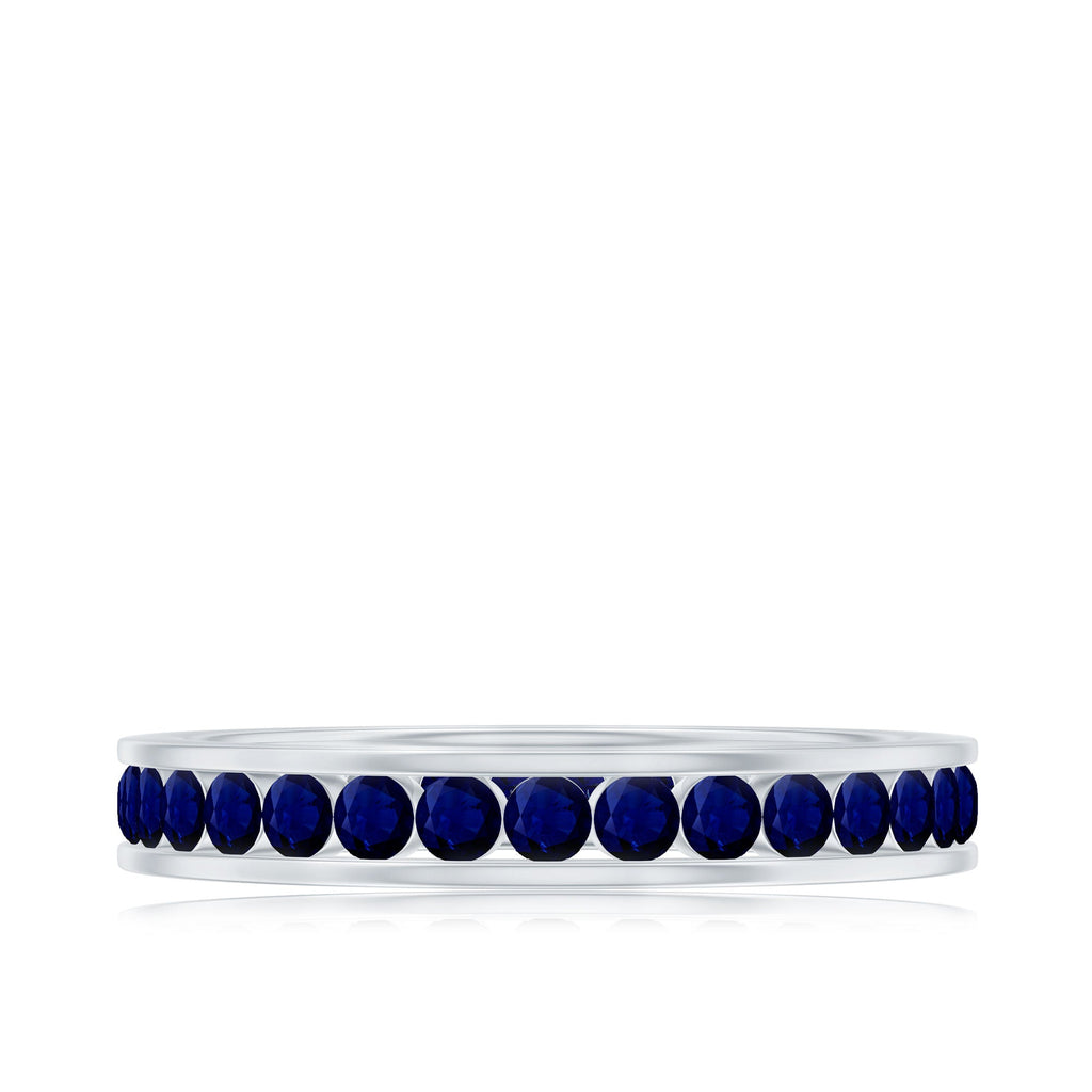 Blue Sapphire Eternity Ring, Channel Set Stackable Ring For Women