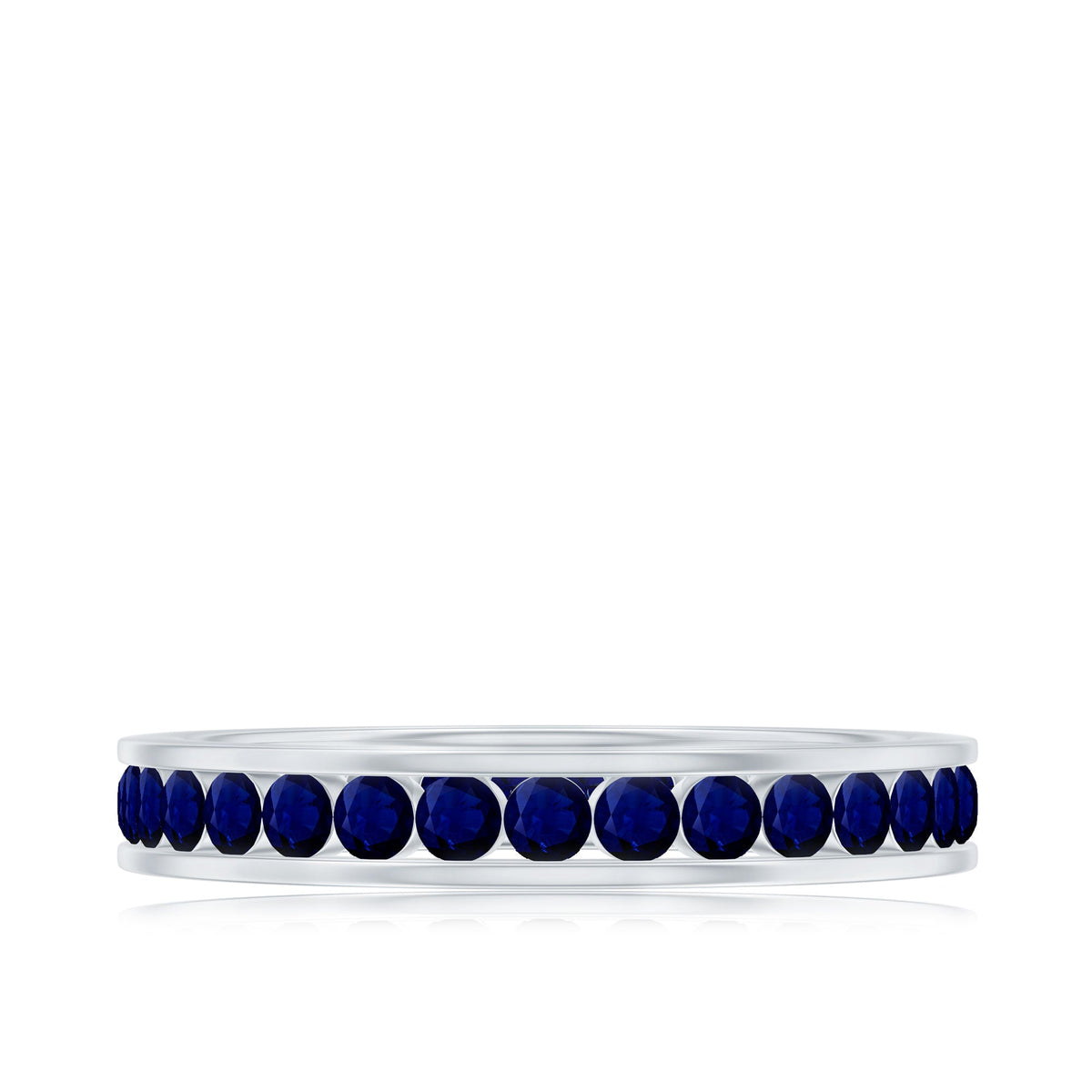 Blue Sapphire Eternity Ring, Channel Set Stackable Ring For Women